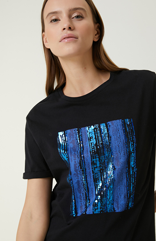 Siyah Baskılı T-shirt