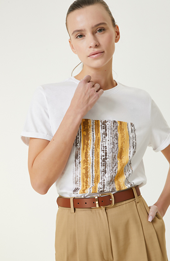 Beyaz Baskılı T-shirt