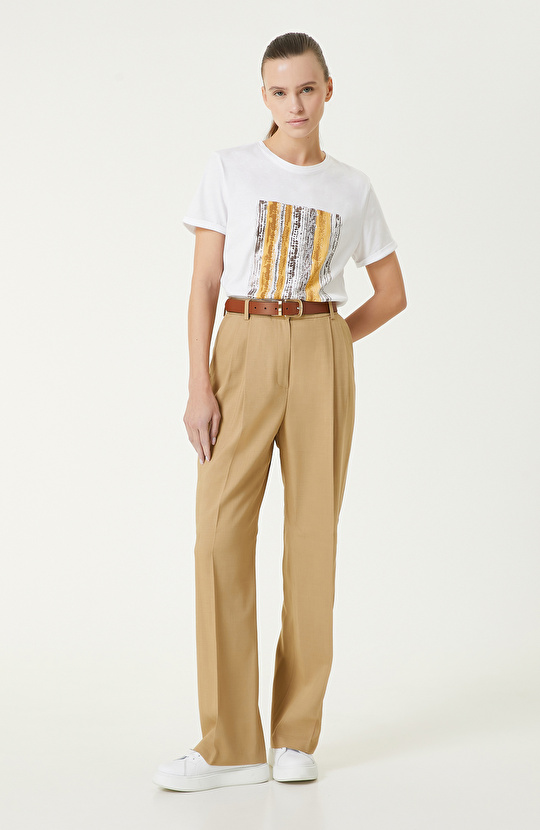 Beyaz Baskılı T-shirt