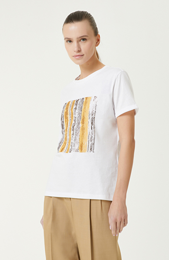 Beyaz Baskılı T-shirt
