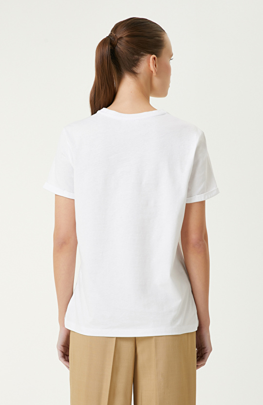 Beyaz Baskılı T-shirt