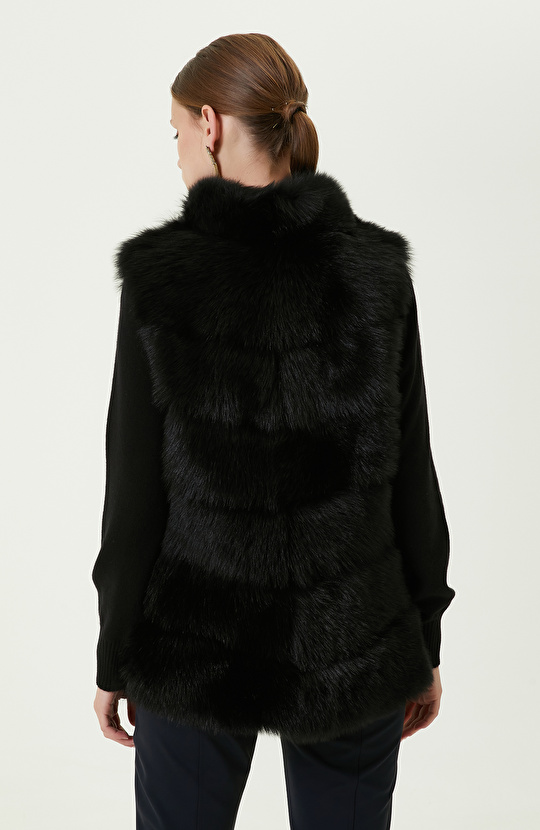 Dik Yaka Siyah Kolsuz Yelek