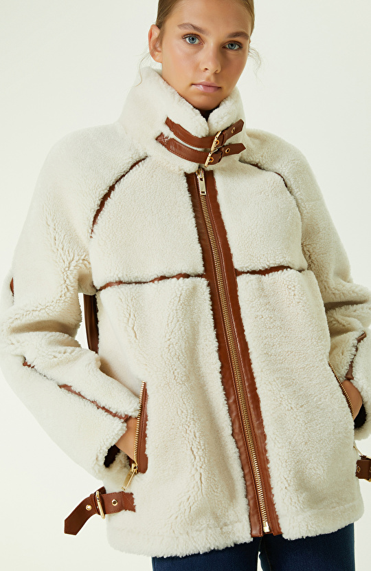 Ecru Leather Coat