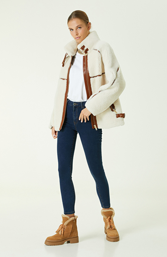 Ecru Leather Coat