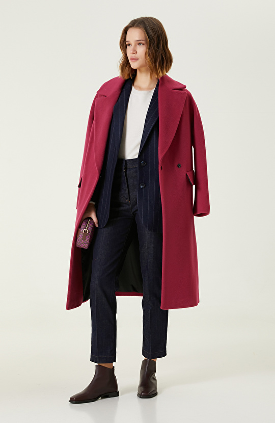 Lacivert Yün Karışımlı Blazer Ceket