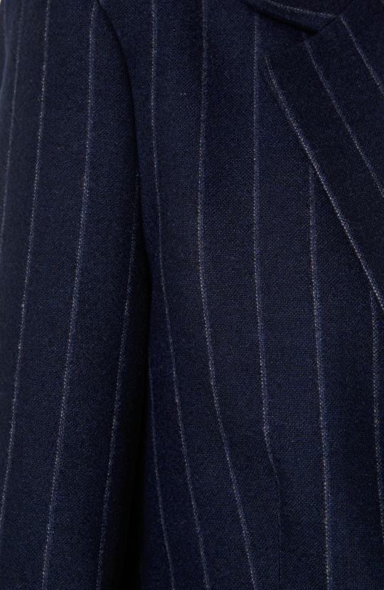 Lacivert Yün Karışımlı Blazer Ceket