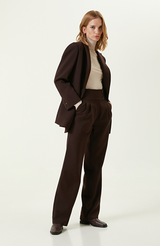 Kahverengi Kruvaze Blazer Ceket