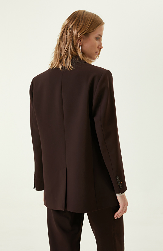 Kahverengi Kruvaze Blazer Ceket