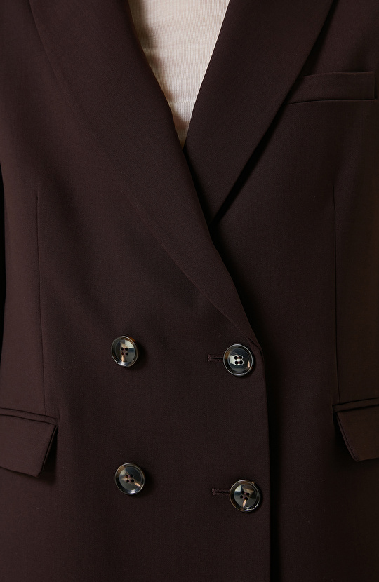 Kahverengi Kruvaze Blazer Ceket