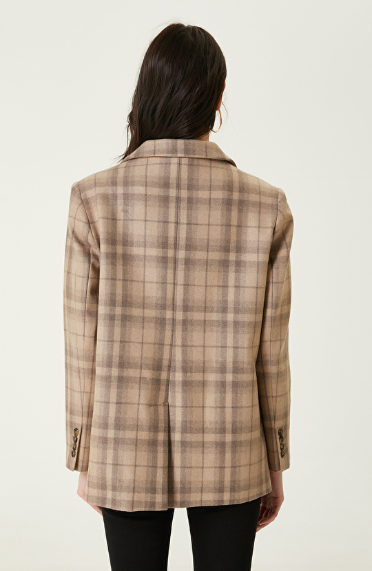 İki Düğmeli Camel Blazer Ceket