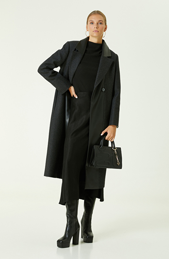 Antrasit Garni Detaylı Manto