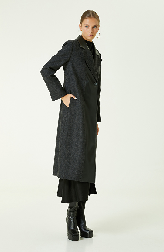 Antrasit Garni Detaylı Manto