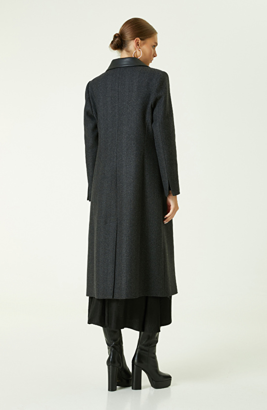 Antrasit Garni Detaylı Manto