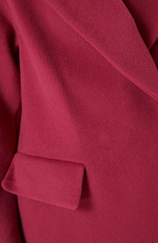 Fuşya Yün Karışımlı Manto