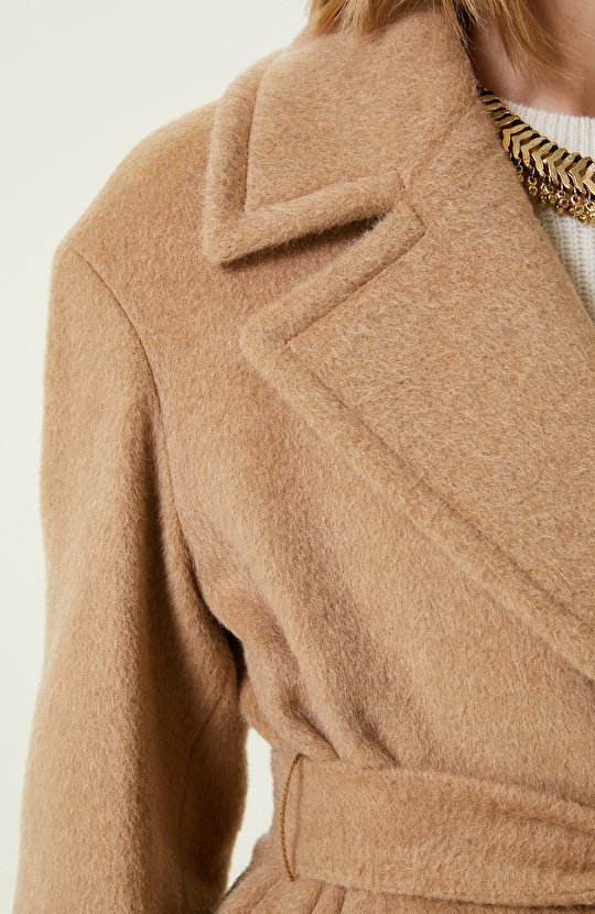 Camel Yün Karışımlı Manto