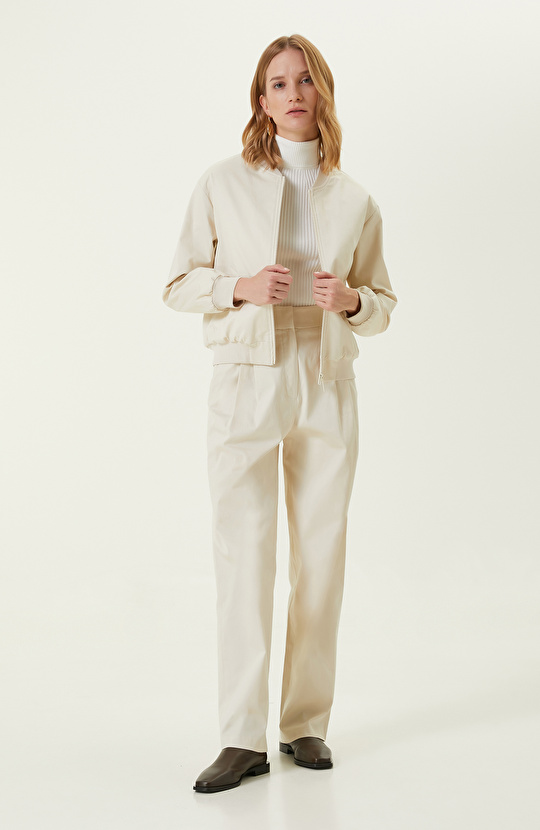 Taş Rengi Ribana Detaylı Mont