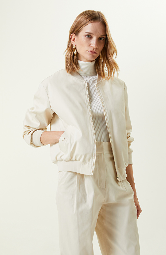 Taş Rengi Ribana Detaylı Mont