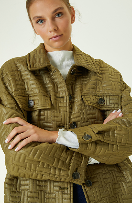 Haki Cep Kapaklı Mont