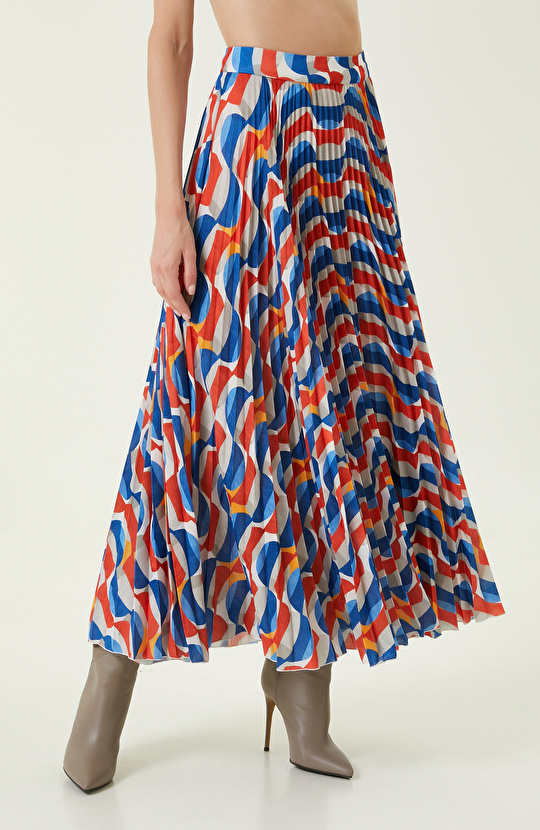 Beyaz Piliseli Uzun Etek