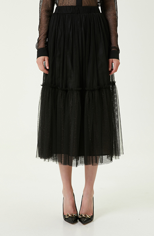 Tül Siyah Uzun Etek