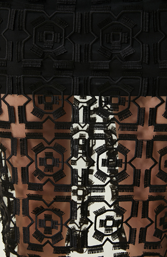 Siyah Güpürlü Kalem Etek