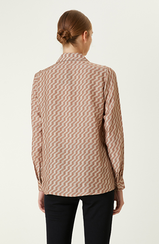Bej Desenli Uzun Kollu Gömlek