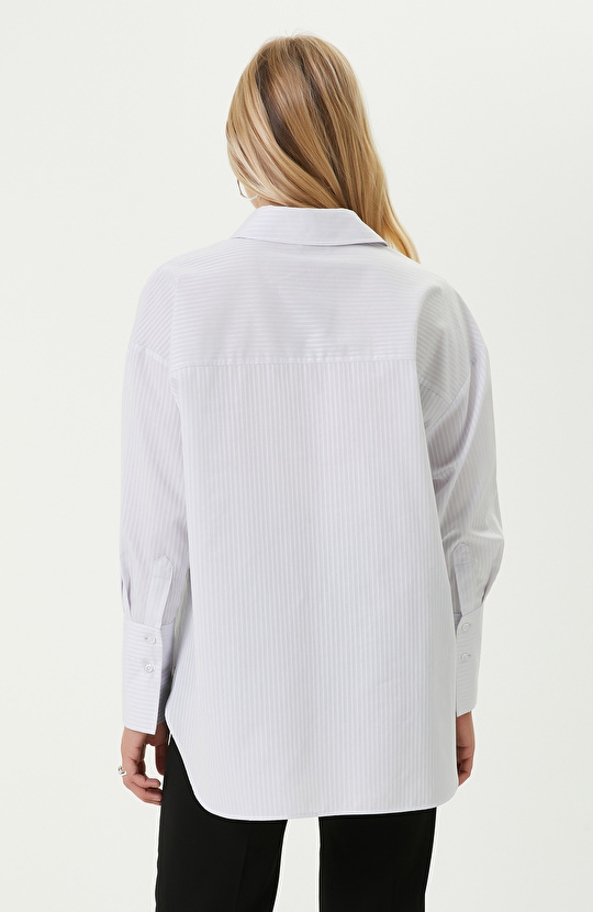 Uzun Kollu Çizgili Beyaz Gömlek