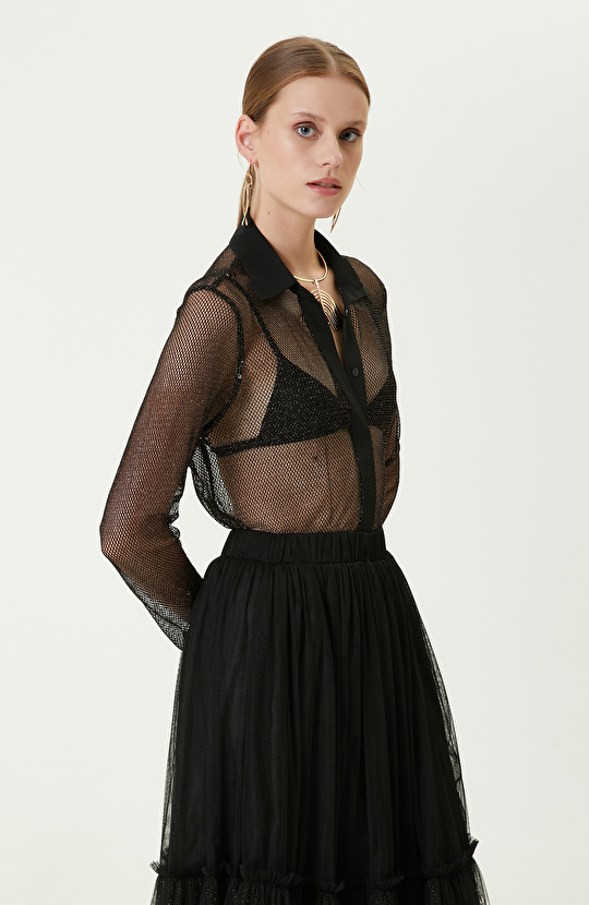 Uzun Kollu Siyah Gömlek