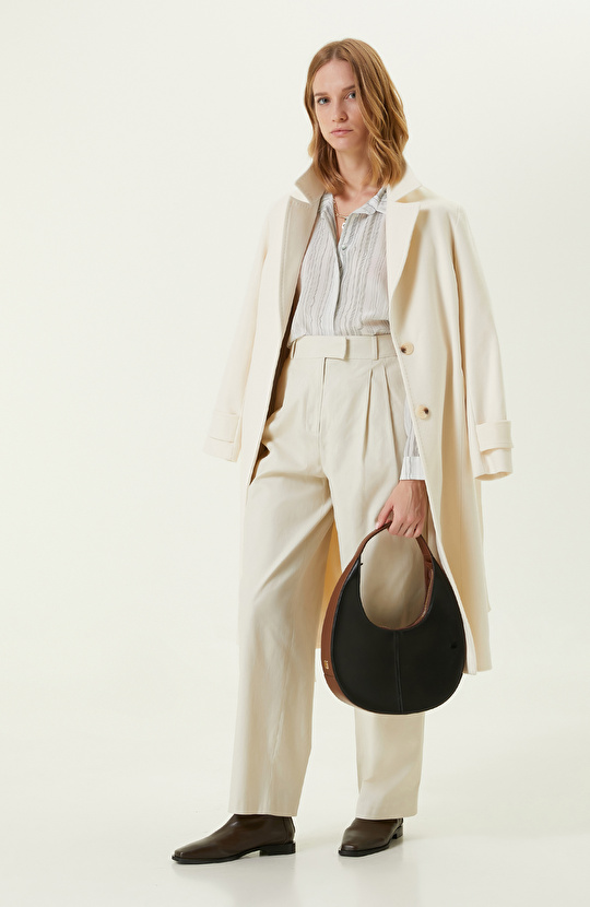 Limited Ekru Desenli İpek Gömlek