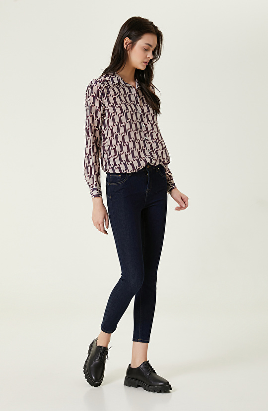 Limited Ekru Uzun Kollu İpek Gömlek