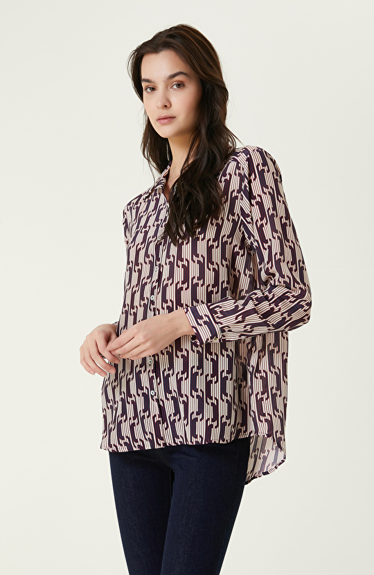 Limited Ekru Uzun Kollu İpek Gömlek