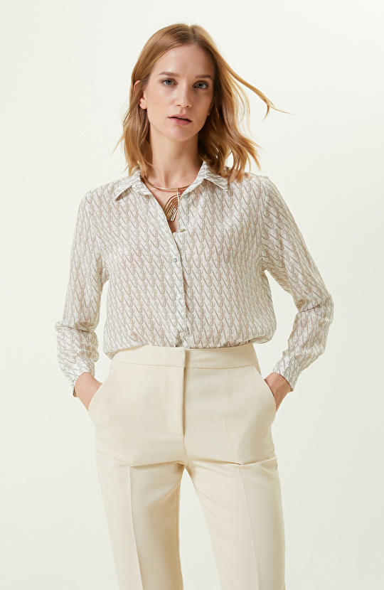 Limited Ekru Bej İpek Gömlek