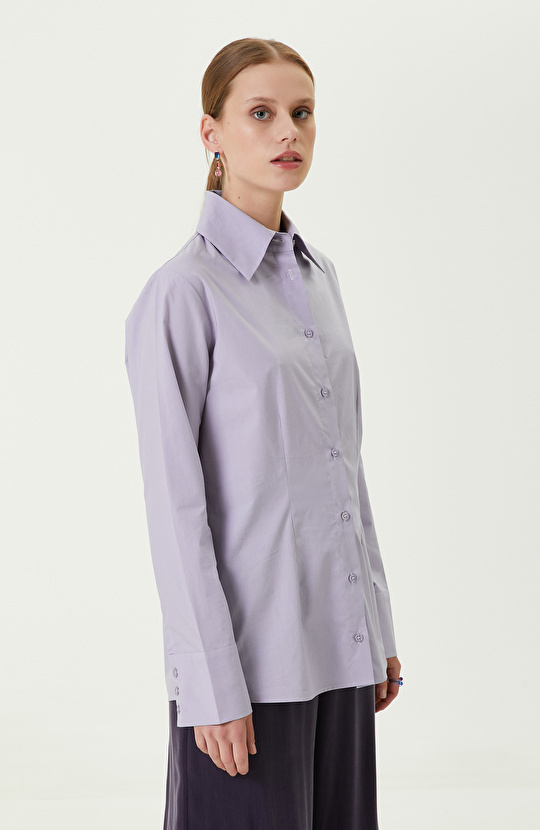 Lila Uzun Kollu Gömlek