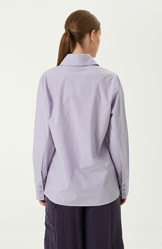Lila Uzun Kollu Gömlek