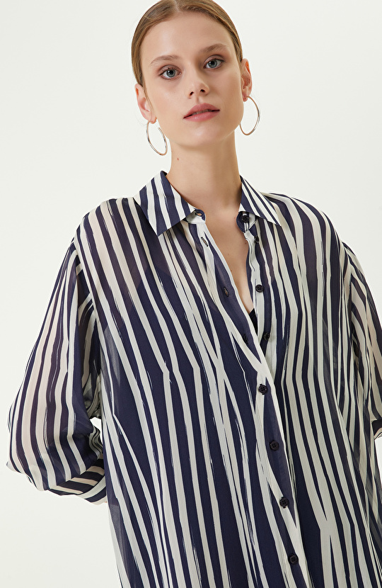 Kemerli Lacivert Midi Boy Elbise