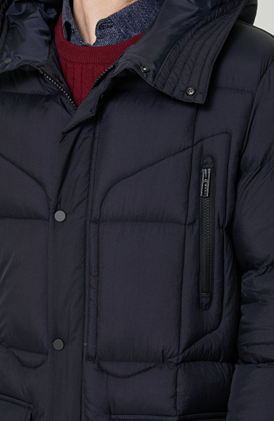 Kapüşon Yaka Lacivert Kaban