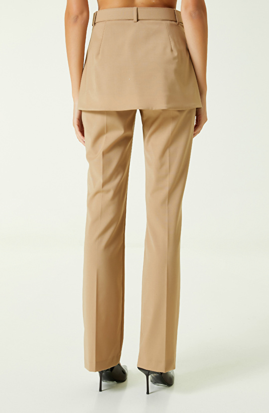 Bej Flare Paça Pantolon