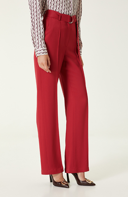 Kırmızı Flare Paça Pantolon