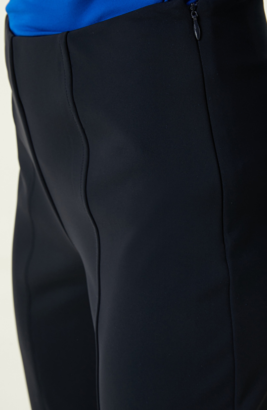 Lacivert Kemersiz Yüksek Bel Pantolon