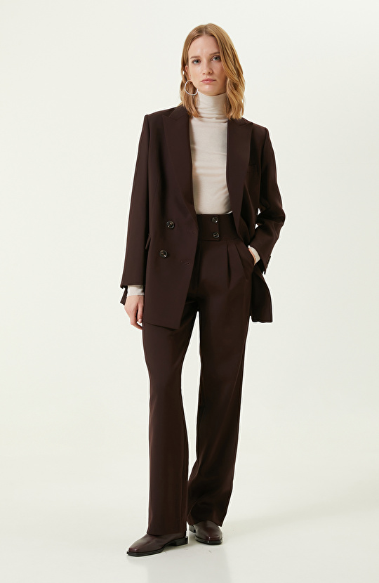 Kahverengi Bol Paça Pantolon