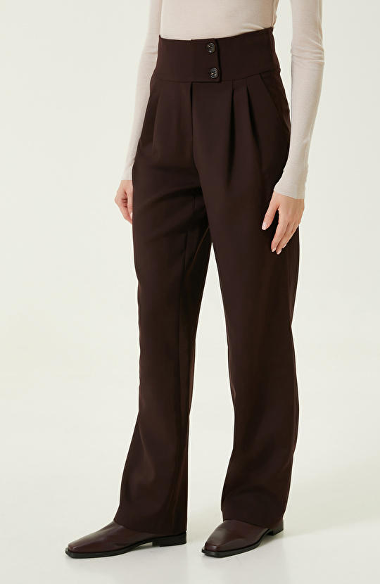 Kahverengi Bol Paça Pantolon