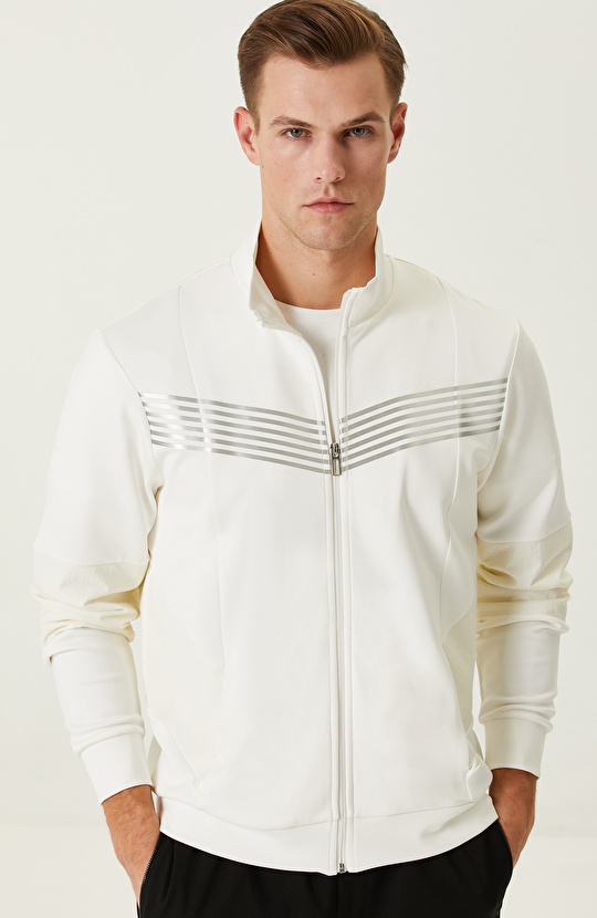 N-Tech Ekru Fermuarlı Sweatshirt