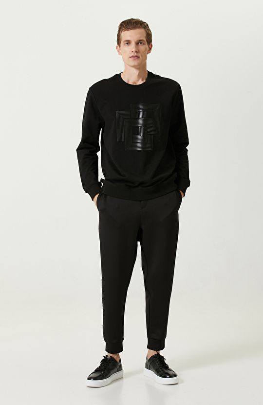 N-Tech Siyah Baskılı Sweatshirt