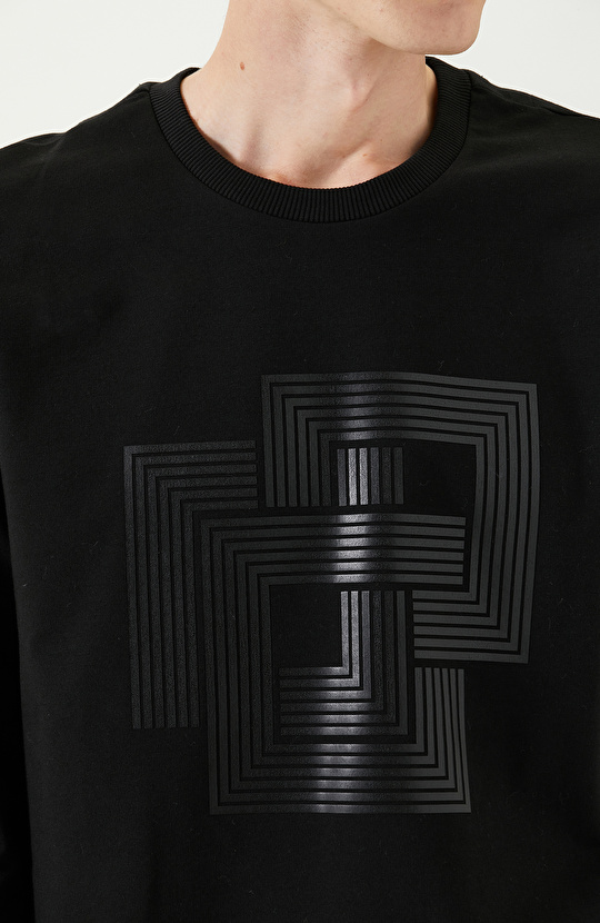 N-Tech Siyah Baskılı Sweatshirt