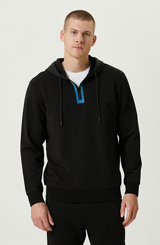 N-Tech Siyah Kapüşon Yaka Sweatshirt