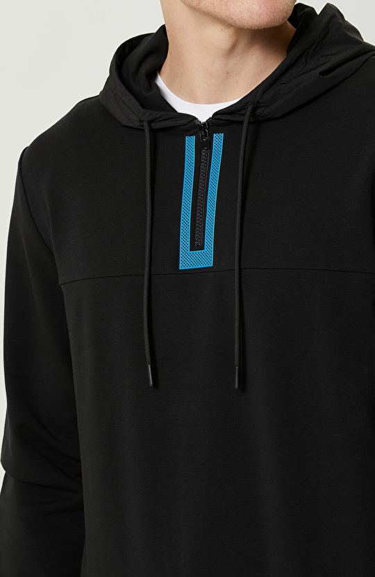 N-Tech Siyah Kapüşon Yaka Sweatshirt