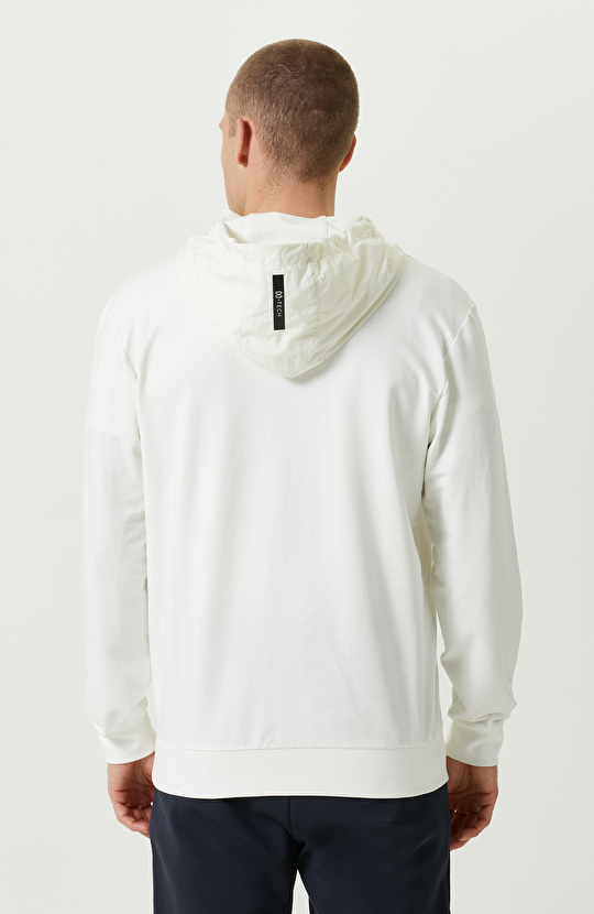 N-Tech Ekru Kapüşon Yaka Sweatshirt