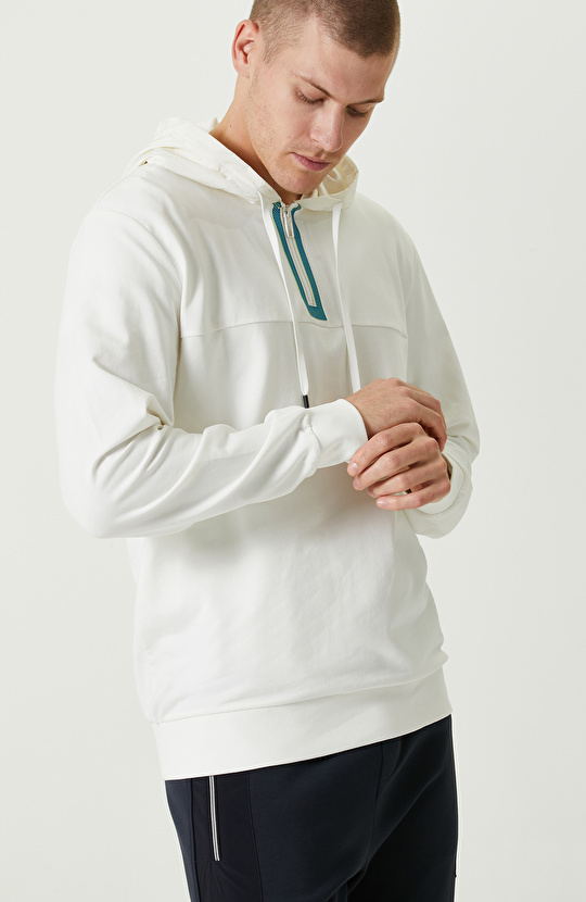 N-Tech Ekru Kapüşon Yaka Sweatshirt