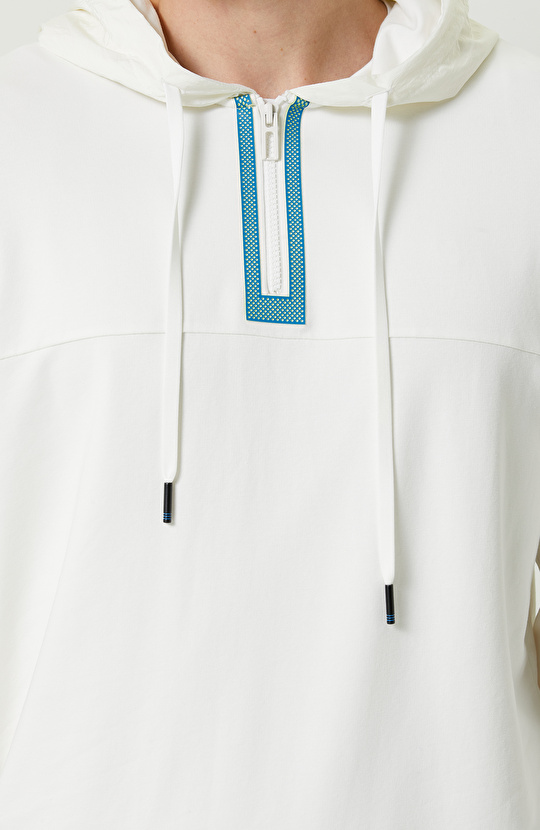 N-Tech Ekru Kapüşon Yaka Sweatshirt