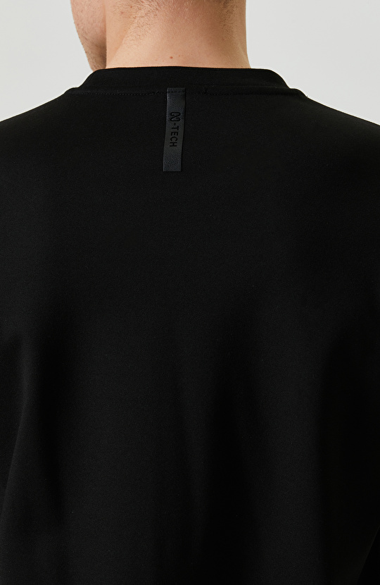 N-Tech Siyah Bisiklet Yaka Baskılı Sweatshirt